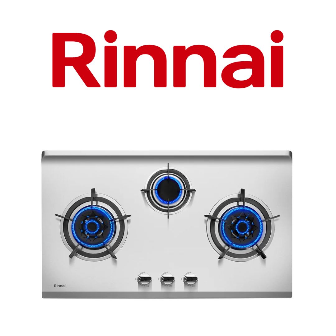 RINNAI RB-983S FLEXIHOB 88CM 3 BURNER STAINLESS STEEL BUILT-IN GAS HOB