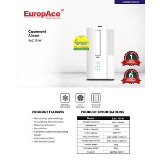 EUROPACE EAC 701W 7000 BTU 4-IN-1 CASEMENT AIR CONDITIONER