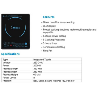 MIDEA MIC2233 TABLE TOP INDUCTION COOKER