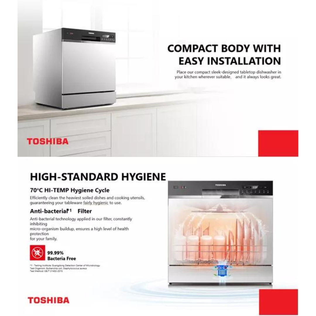 TOSHIBA DW08T1(S)SG COMPACT TABLE TOP DISHWASHER Asia Excel