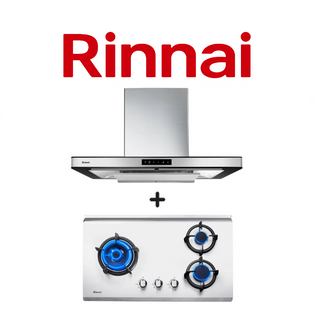 RINNAI RH-C91A-SSVR 90CM CHIMNEY HOOD WITH TOUCH CONTROL + RINNAI RB-73TS 3 BURNER HYPER FLAME STAINLESS STEEL BUILT-IN HOB