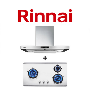 RINNAI RH-C91A-SSVR 90CM CHIMNEY HOOD WITH TOUCH CONTROL + RINNAI RB-93TS 3 BURNER HYPER FLAME STAINLESS STEEL BUILT-IN HOB