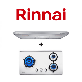 RINNAI RH-S95A-SSVR 90CM SLIMLINE HOOD + RB-73TS 3 BURNER HYPER FLAME STAINLESS STEEL BUILT-IN HOB