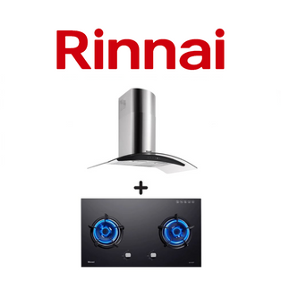 RINNAI RH-C209-GCR 90CM CHIMNEY HOOD + RINNAI RB-72G 2 BURNER HYPER FLAME BUILT-IN GLASS HOB