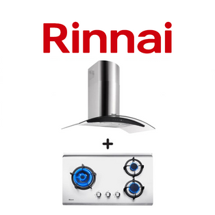 RINNAI RH-C209-GCR 90CM CHIMNEY HOOD + RINNAI RB-73TS 3 BURNER HYPER FLAME STAINLESS STEEL BUILT-IN HOB