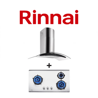 RINNAI RH-C209-GCR 90CM CHIMNEY HOOD + RINNAI RB-93TS 3 BURNER HYPER FLAME STAINLESS STEEL BUILT-IN HOB
