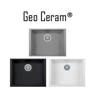 GEO CERAM GC-ON6010ST BLACK/TITANIUM/WHITE SINGLE BOWL UNDERMOUNT GRANITE SINK