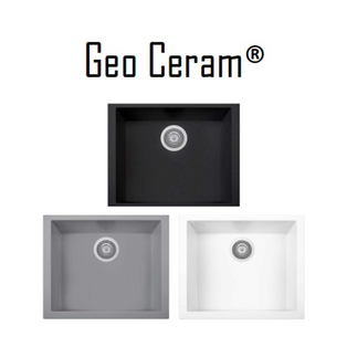 GEO CERAM GC-ON5610ST BLACK/WHITE/TITANIUM SINGLE BOWL UNDERMOUNT GRANITE SINK