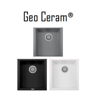 GEO CERAM GC-ON4110ST BLACK/TITANIUM/WHITE SINGLE BOWL UNDERMOUNT GRANITE SINK