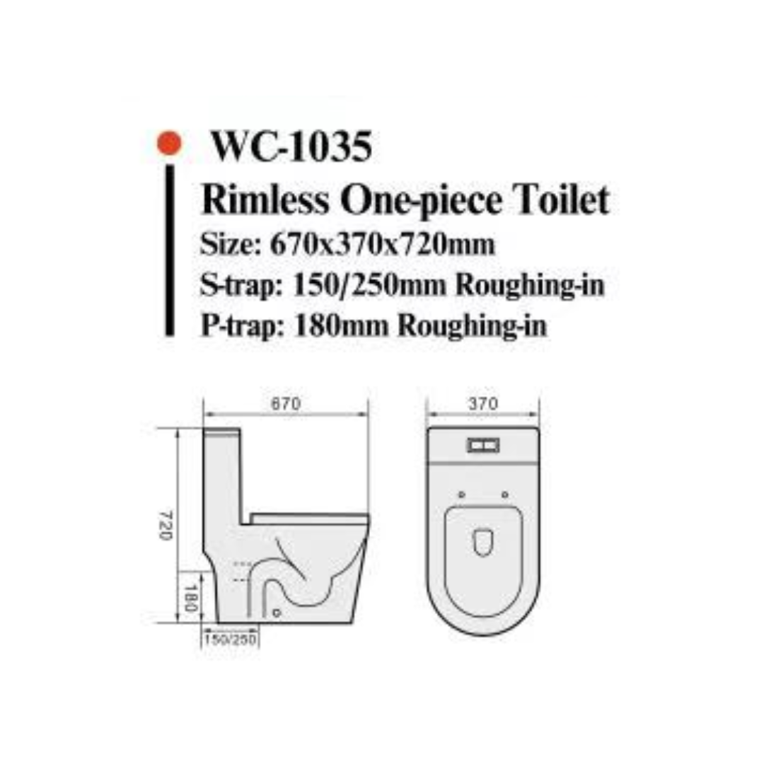 Atlas Geo Rimless GEO CERAM GC-1035 RIMLESS ONE-PIECE TOILET | Asia Excel