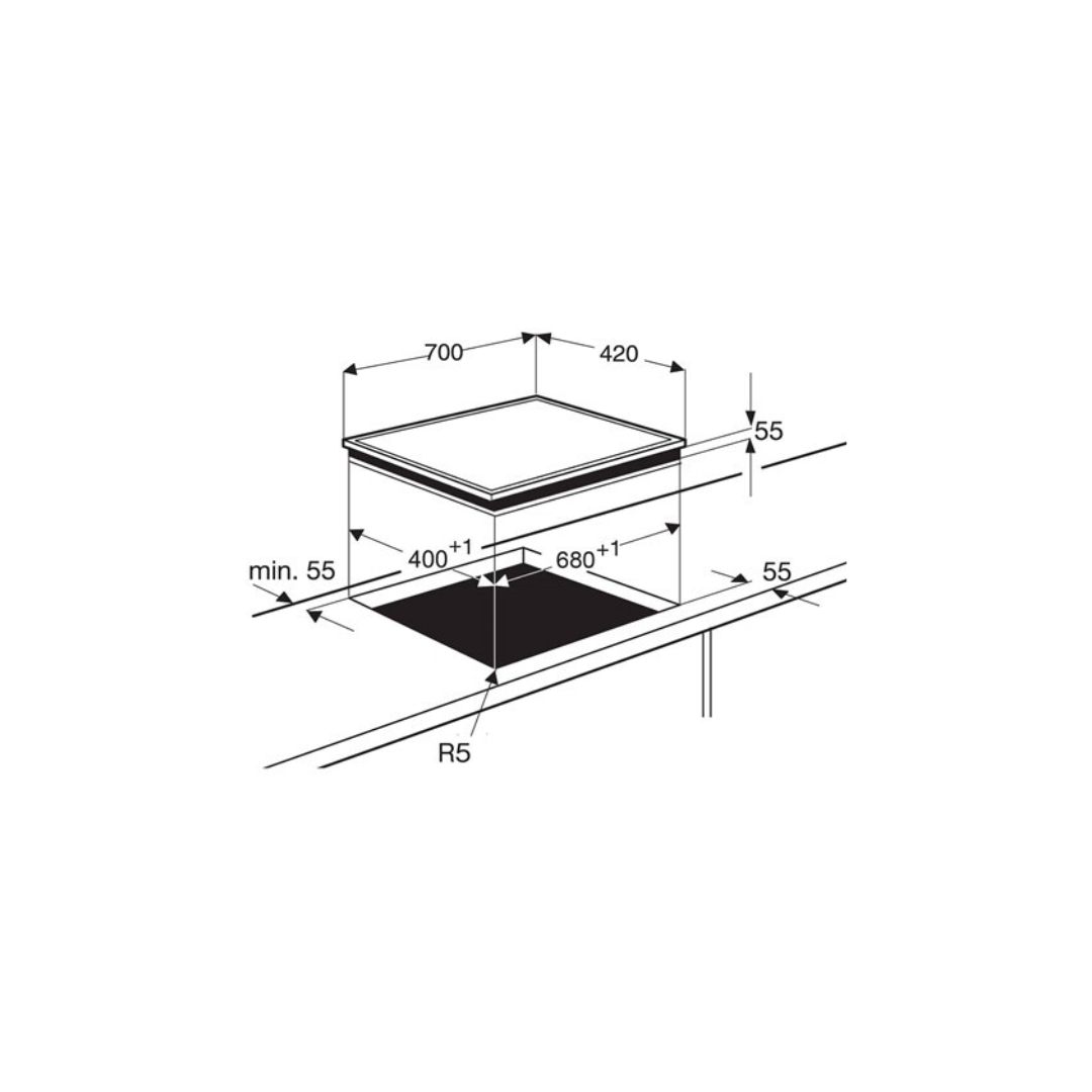 Electrolux Ehi7260bb 70cm 2 Zone Induction Hob With Touch Control 