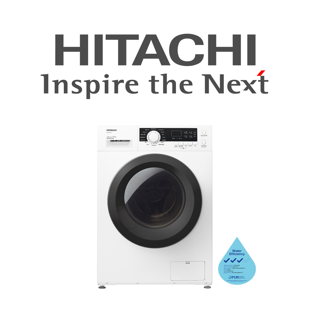 HITACHI BDD80CVE 8/6KG WHITE FRONT LOAD WASHER CUM DRYER Asia Excel