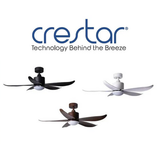 CRESTAR VALUEAIR 55 INCH BLACK/WHITE/WOOD 5 BLADE CEILING FAN WITH LED LIGHT AND REMOTE CONTROL