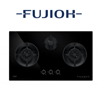 FUJIOH FH-GS6530 SVGL 3 BURNER BLACK GLASS GAS HOB WITH SAFETY DEVICE