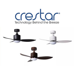 CRESTAR VALUEAIR 46 INCH BLACK/WHITE/WOOD 3 BLADE CEILING FAN WITH LED LIGHT AND REMOTE CONTROL