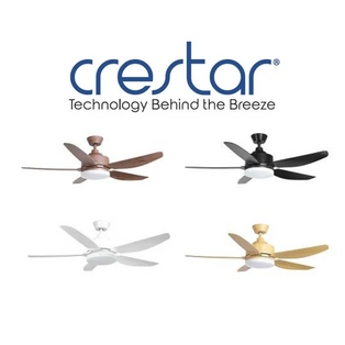 CRESTAR AIRIS+ BLACK/WHITE/WALNUT WOOD/MAPLE WOOD 5 BLADE 56 INCH SMART CEILING FAN WITH LED LIGHT AND REMOTE CONTROL