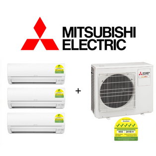 MITSUBISHI ELECTRIC SYSTEM 3X 9000 BTU 5-TICKS AIR CONDITIONER (3x MSXY-FP10VG + MXY-3H28VG)