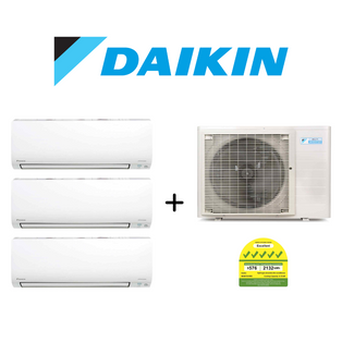 DAIKIN SYSTEM 3 ISMILE SERIES 9000 BTU WIFI AIR CONDITIONER (3x CTKM25VVMG + MKM75VVMG)