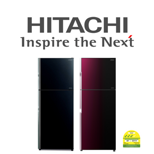 HITACHI R-VGX450PMS9 366L GLASS BLACK/GRADATION ROSE RED TOP FREEZER REFRIGERATOR