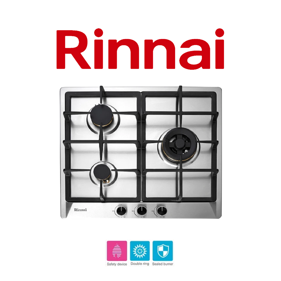 RINNAI RB-63SSV-DR 60CM 3 BURNER STAINLESS STEEL HOB WITH SAFETY