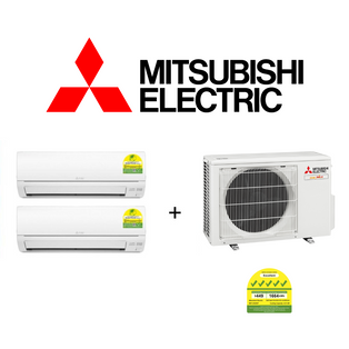 MITSUBISHI ELECTRIC SYSTEM 2x 9000 BTU 5 TICKS AIR CONDITIONER (2x MSXY-FP10VG + MXY-2H20VF)