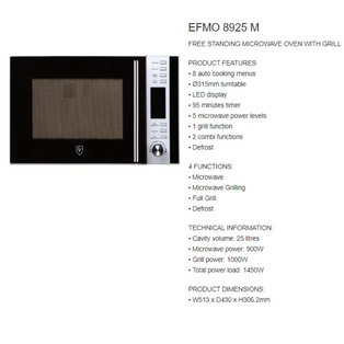 EF EFMO 8925 M FREE STANDING MICROWAVE OVEN WITH GRILL