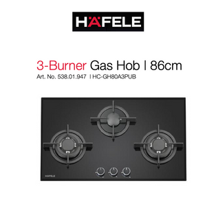 HAFELE HC-GH80A3 86CM 3 BURNER BEVELLED EDGE BUILT-IN GLASS GAS HOB