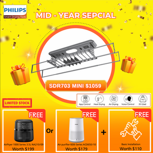 *JUNE PROMOTION* PHILIPS SDR703-Mini SMART CLOTHES DRYING RACK