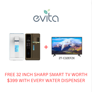 EVITA W25 PURAGOLD REVERSE OSMOSIS TABLE TOP WATER PURIFIER - FREE SHARP 32 INCH SMART TV