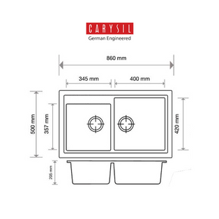 CARYSIL DELUXE #860 DOUBLE BOWL GRANITE KITCHEN SINK