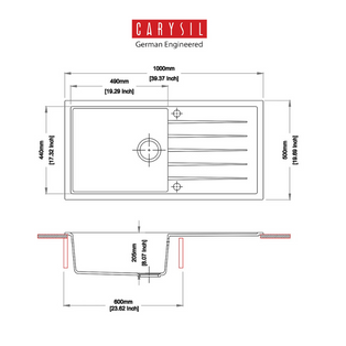 CARYSIL DELUXE #1000 SINGLE BOWL GRANITE KITCHEN SINK
