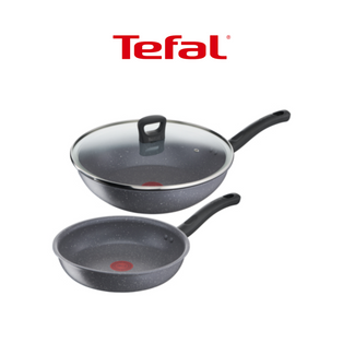 TEFAL G134S3 COOK HEALTHY 3 PC SET : FRYPAN 24 CM + WOKPAN 28 CM + LID