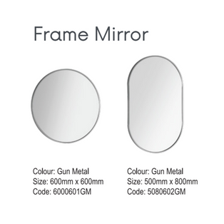 CUBICUBE 50/60CM GUN METAL FRAME MIRROR