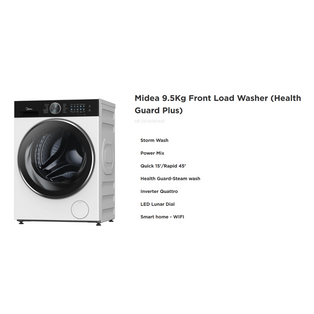 MIDEA MF210W95WB 9.5KG INVERTER SMART CONTROL FRONT LOAD WASHING MACHINE