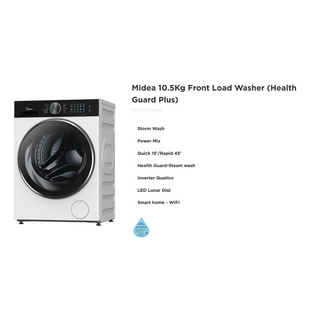 MIDEA MF210W105WB 10.5KG INVERTER SMART CONTROL FRONT LOAD WASHING MACHINE