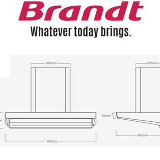 BRANDT BHB2490GM 90CM GUN METAL CHIMNEY HOOD WITH BLACK GLASS CONTROL PANEL AND SELF CLEANING
