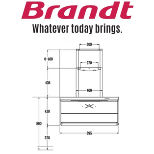 BRANDT BHL2490GM 90CM GUN METAL CHIMNEY HOOD WITH BLACK GLASS CONTROL PANEL AND SELF CLEANING