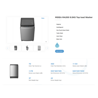 MIDEA MA200W95T 4 TICKS 9.5 TOP LOAD WASHING MACHINE