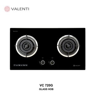 VALENTI VC720G 73CM 2 BURNER BLACK TEMPERED GLASS GAS HOB WITH SAFETY DEVICE