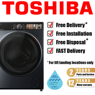 TOSHIBA TWD-T27BZP115MWS(MK) 10.5/7KG FRONT LOAD 2 IN 1 AI SMART WASHER CUM DRYER