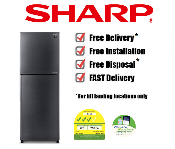 SHARP SJ-RF22E-DS 224L 2 DOOR TOP FREEZER INVERTER 3 TICK