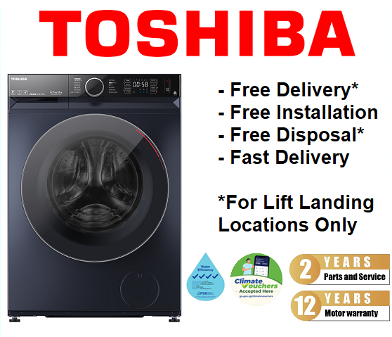 TOSHIBA TWD-BM115GF4S 10.5/7KG DARK GREY FRONT LOAD 2 IN 1 WASHER