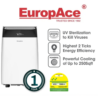 EUROPACE EGAC10E8UV 10000 BTU 4 IN 1 SMART AIR PURIFIYING PORTABLE AIR CON
