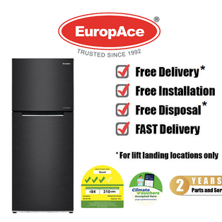 EUROPACE ER 5371W 356L DELUXE 2 DOOR GUN METAL TOP FREEZER REFRIGERATOR