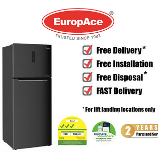 EUROPACE ER 5461W 448L DELUXE 2 DOOR GUN METAL TOP FREEZER REFRIGERATOR