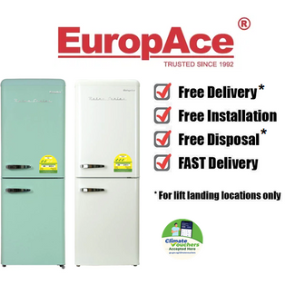 EUROPACE ER 7178A 170L LIGHT GREEN / IVORY WHITE RETRO 2 DOOR REFRIGERATOR
