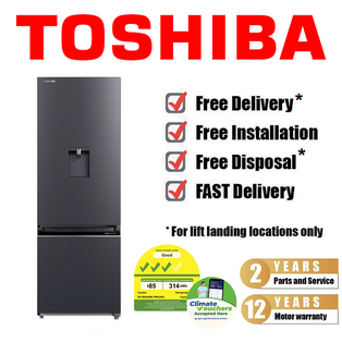 TOSHIBA GR-RB405WE-PMX 323L BOTTOM FREEZER REFRIGERATOR WITH WATER DISPENSER