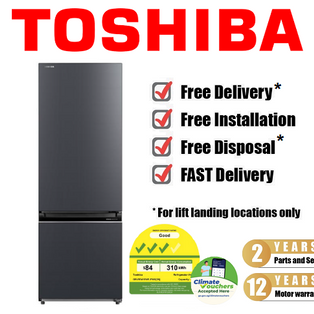 TOSHIBA GR-RB410WE-PMX(06) 332L MORANDI GRAY BOTTOM MOUNT FREEZER REFRIGERATOR
