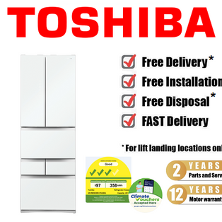 TOSHIBA GR-RM593WE-PGX(B3) 451L FUJI WHITE GLASS ITOUCH MULTI DOOR REFRIGERATOR