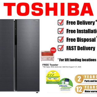 TOSHIBA GR-RS780WI-PMX(06) MORANDI GREY 601L SMART WIFI SIDE BY SIDE REFRIGERATOR